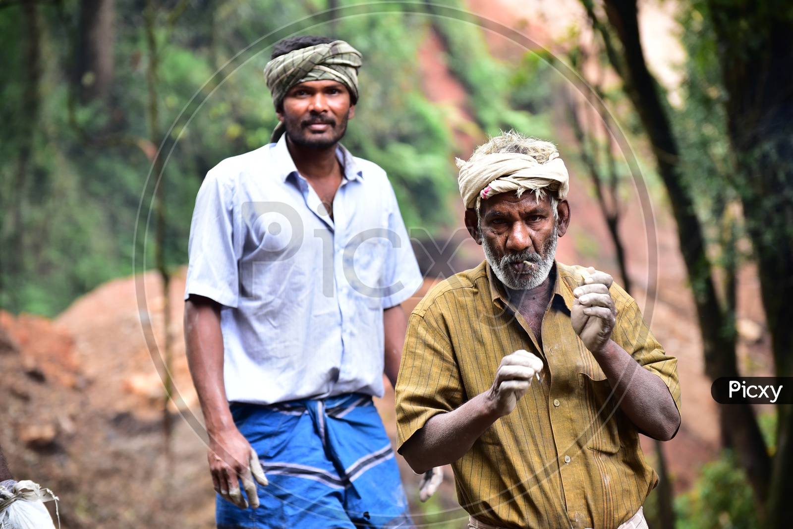 Local Workers in Munnar Smoking Beedi and Looking to Camera