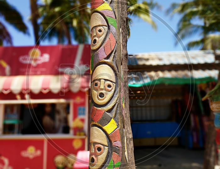 Miniature Art Painting on a Stem Of a tree