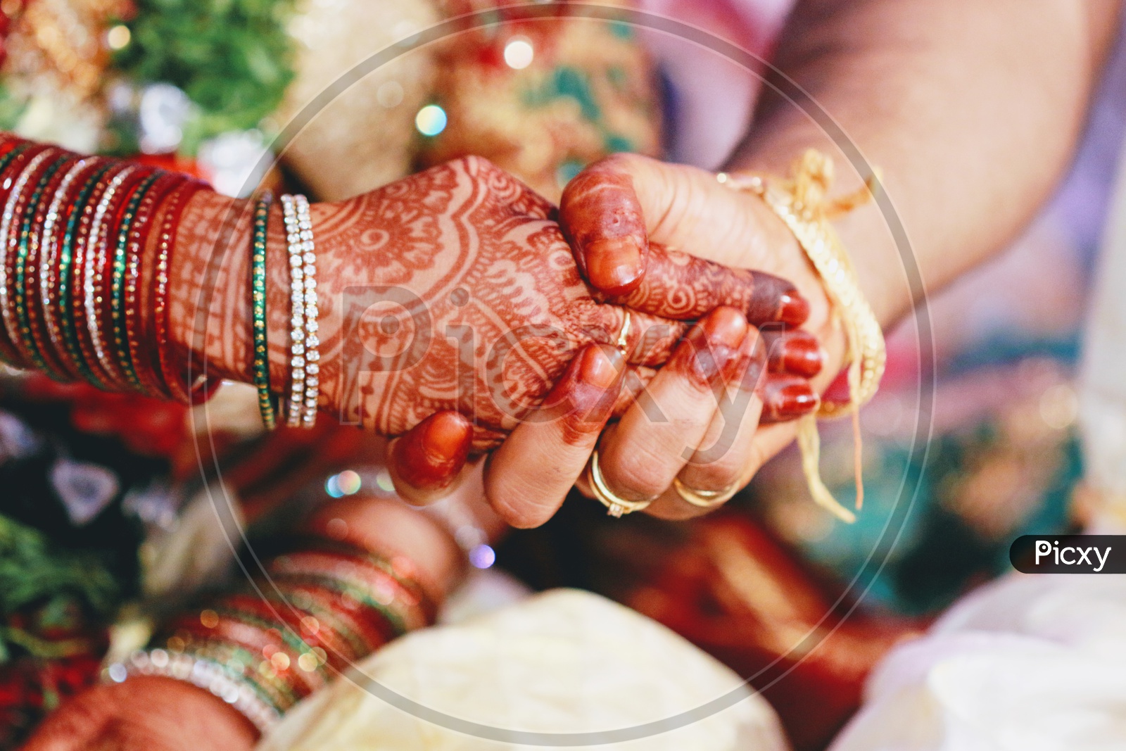 Closeup Shots Of Hands Of a Couple in an Indian Hindu Wedding