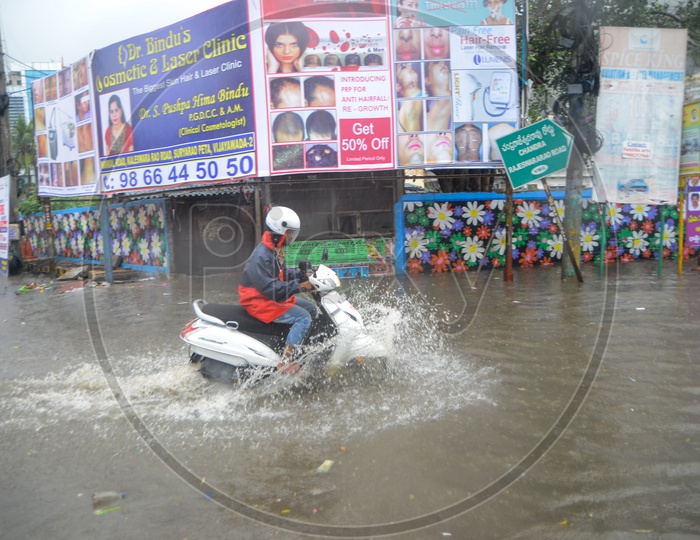 Water logged street, Cyclone Pedhai, Rain