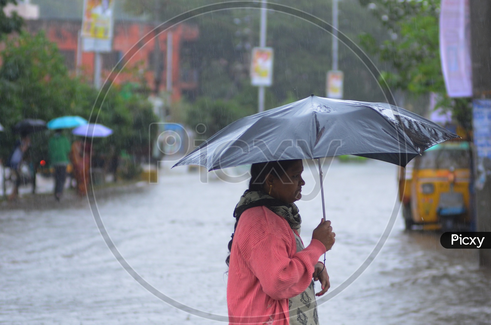 Water logged street, Cyclone Pedhai, Rain
