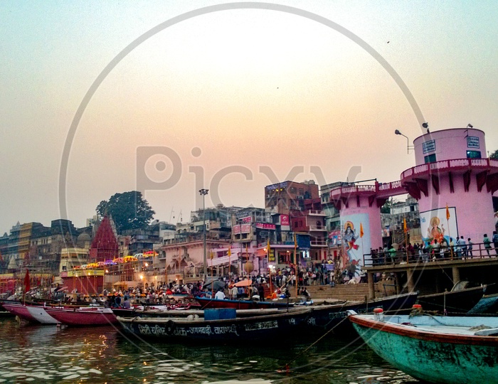 River Ganga and temples  in Varanasi