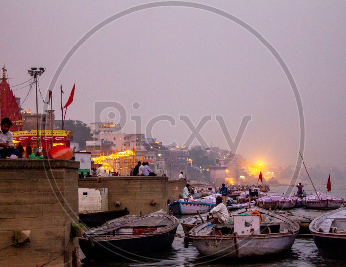 River Ganga with Boats  in Varanasi