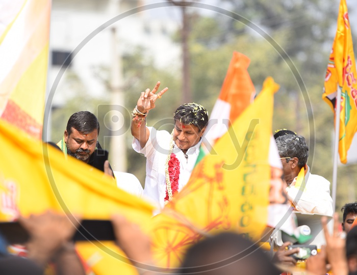 Nandamuri BalaKrishna TDP MLA Hindupur and Bhavyas Anand Prasad Telangana TDP MLA Candidate For Serilingampally Constituency  in a Road Show As a Part of Election Campaign  For Telangana General Elections 2018