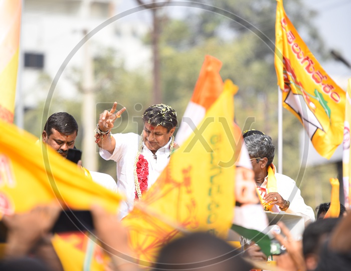 Nandamuri BalaKrishna TDP MLA Hindupur and Bhavyas Anand Prasad Telangana TDP MLA Candidate For Serilingampally Constituency  in a Road Show As a Part of Election Campaign  For Telangana General Elections 2018