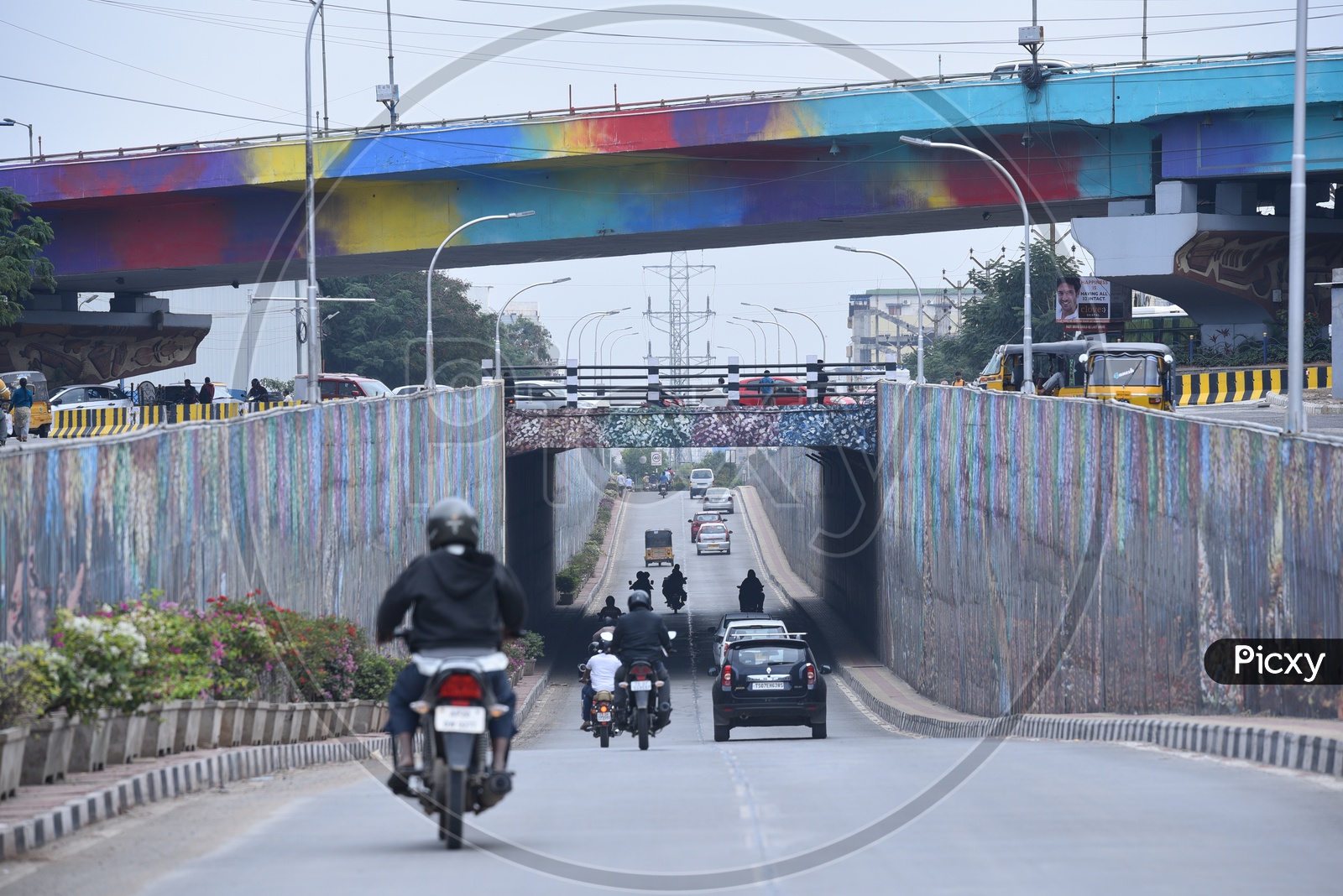 Vehicles Passing By a Underpass in Hyderabad