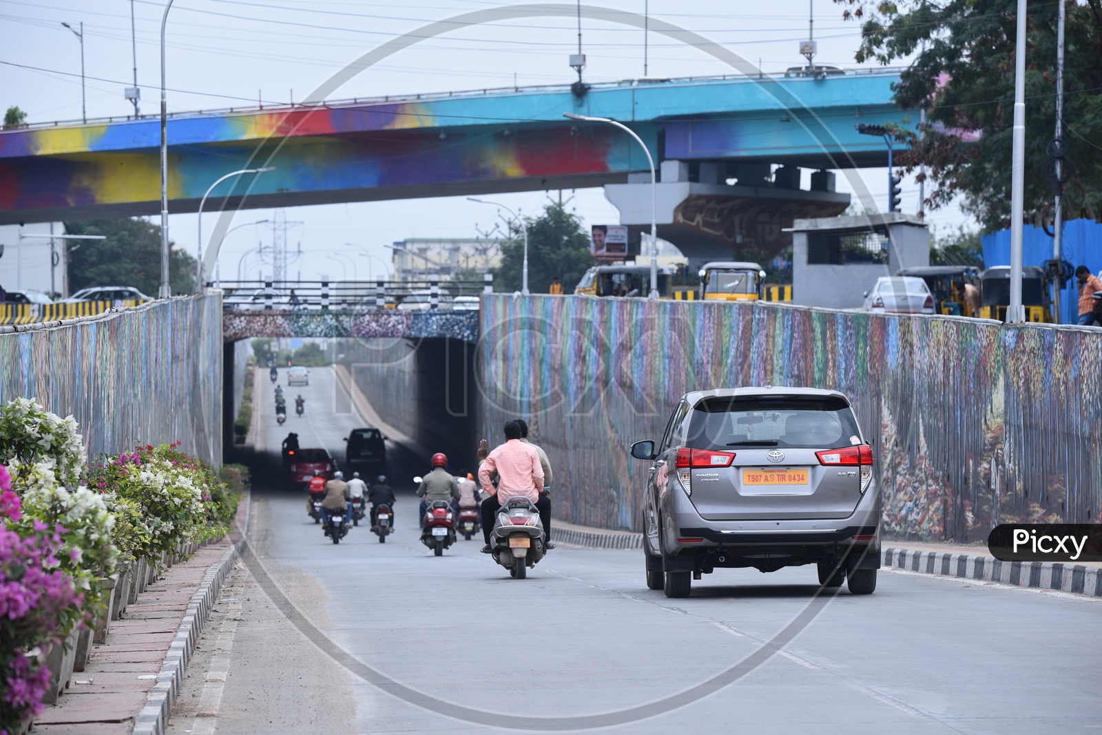 Vehicles Passing By a Underpass in Hyderabad