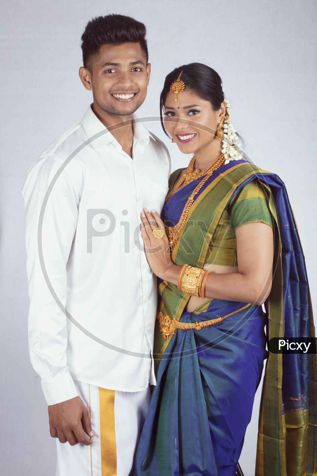 Image of Traditional Indian Couple Man Male Female Woman Models