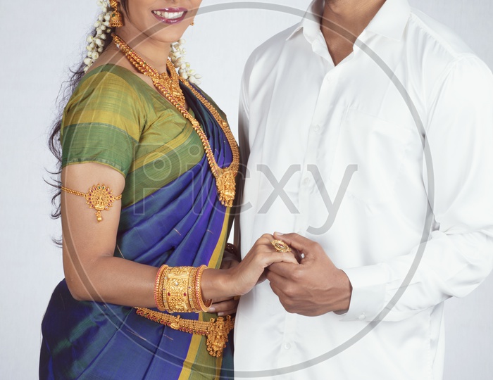 Traditional Indian Couple - Man/Male, Female/Woman Models - White background