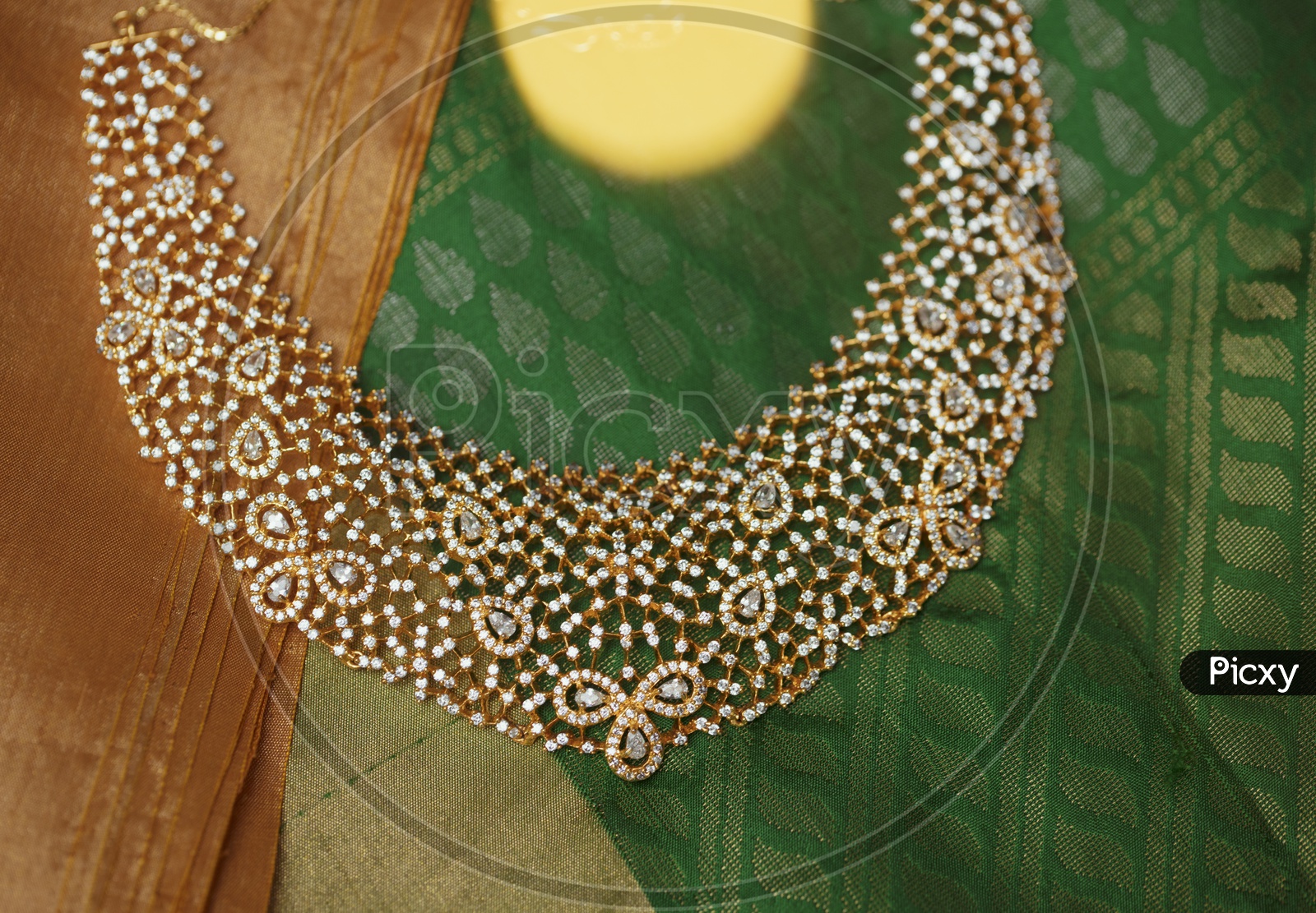 Choker Necklace In Green background - Indian Jewelry/Gold Ornament