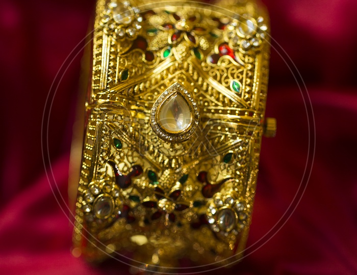 Indian Traditional jewelry Gold Bangle Closeup Shot