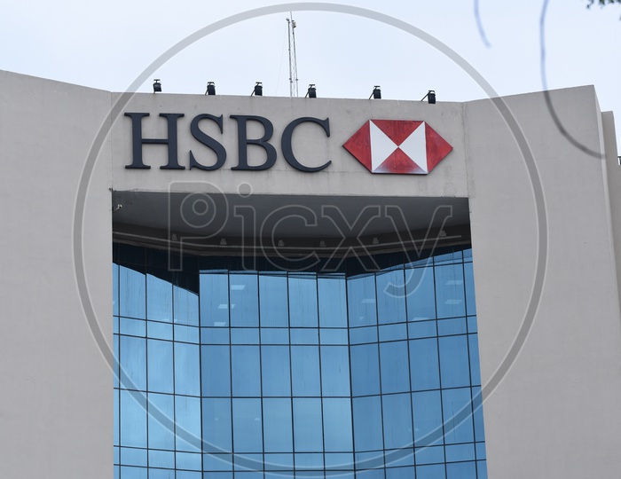 HSBC  Sign Board and Office Building in Hyderabad