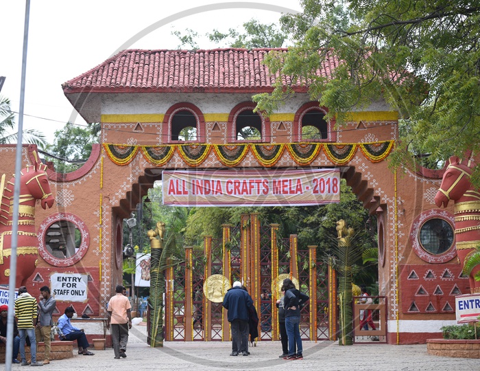 entry gate for all India crafts mela shilparamam 2018