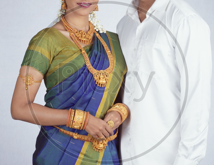 Traditional Indian Couple - Man/Male, Female/Woman Models - White background