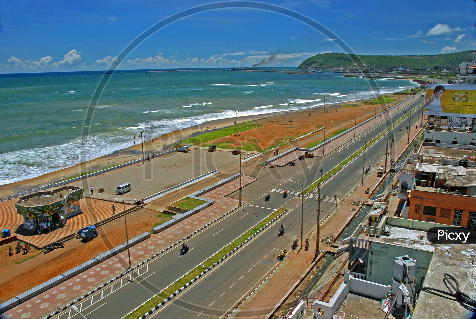 Beach Road In  Vizag With Dolphin Nose Point In The Background