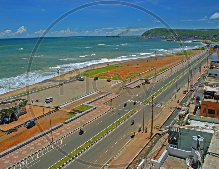 Beach Road In  Vizag With Dolphin Nose Point In The Background