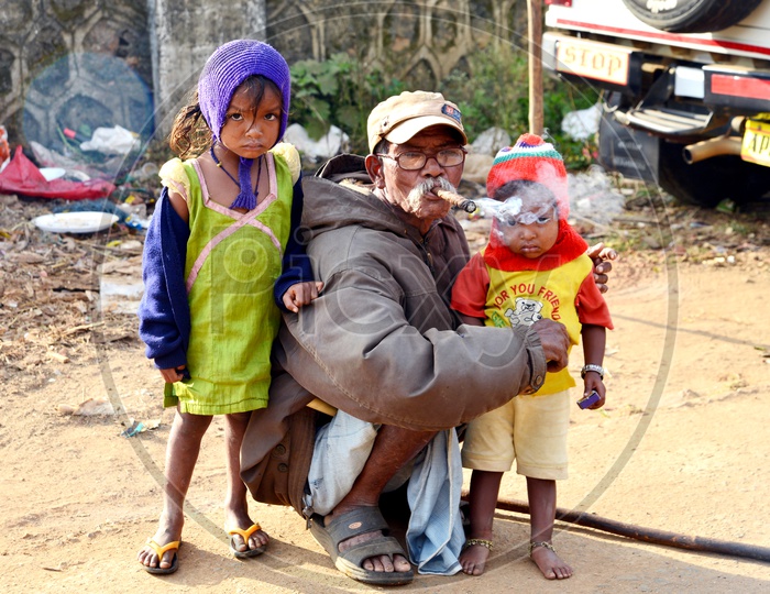 Araku Tribal Children with Old man