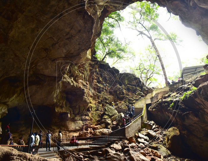 Visitors in a cave in Araku
