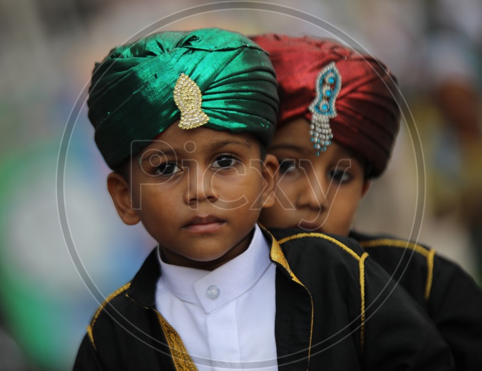 Portrait of muslim kids from streets of Hyderabad