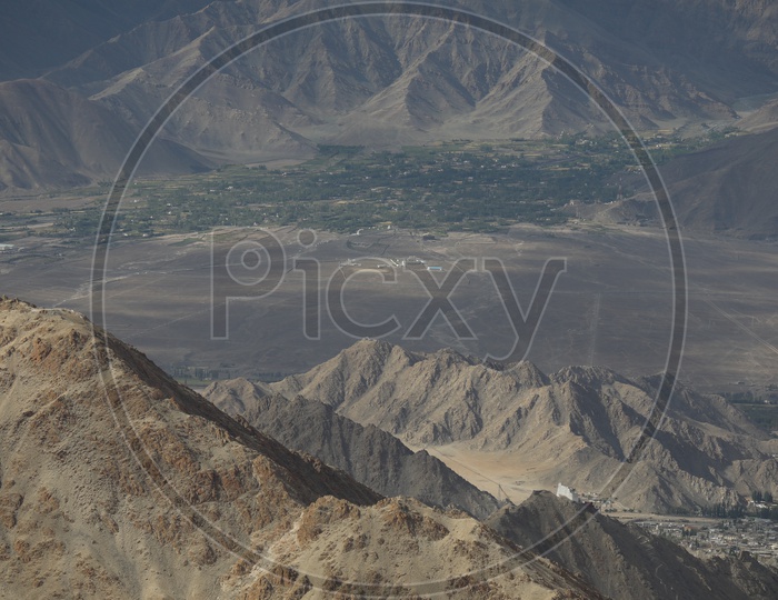 Beautiful Valley Views Of Leh with Sand Dunes and Mountains