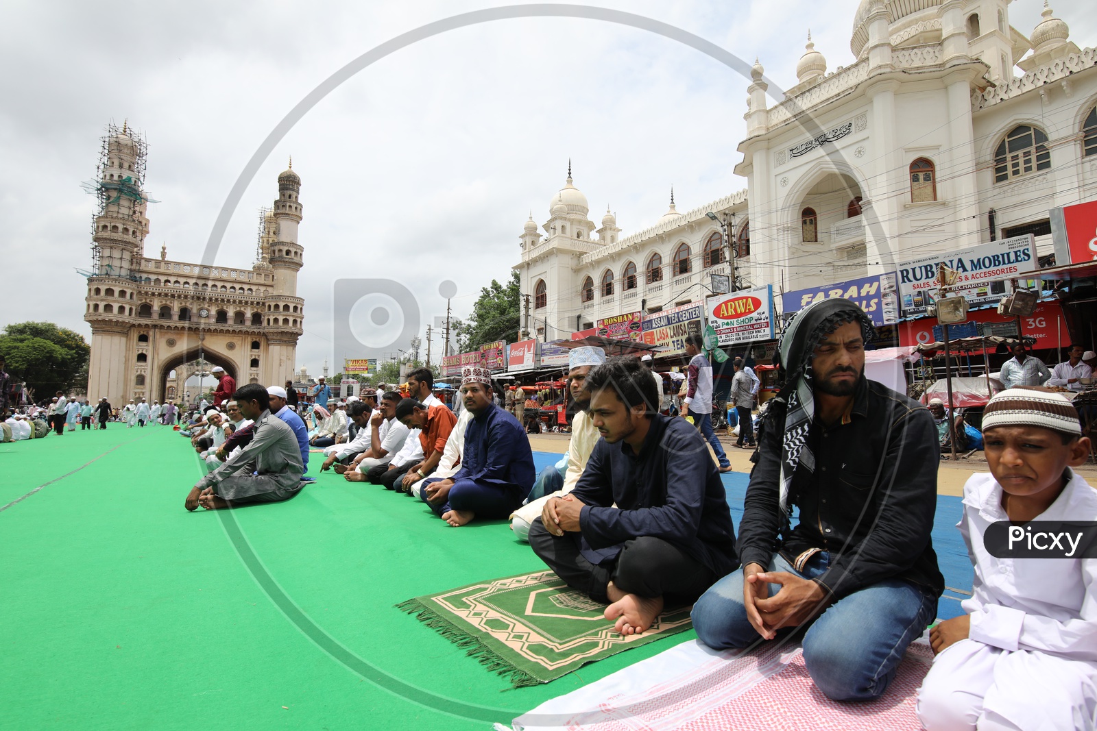 People doing Namaz in Streets of Charminar