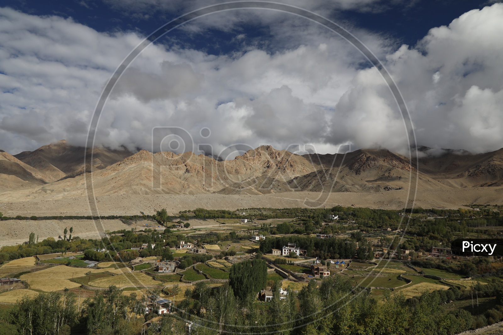 Aerial Views Of Villages in Leh From Hill Tops