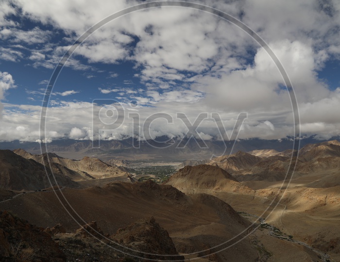 Beautiful Landscape of Snow Capped Mountains,Leh