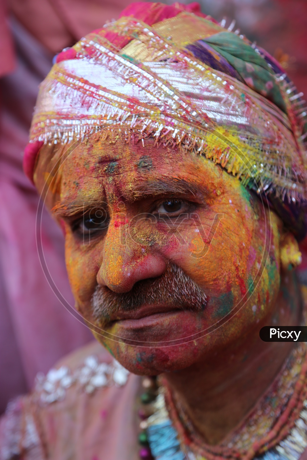 Holi/Indian Festival - Man with colors/colours on face