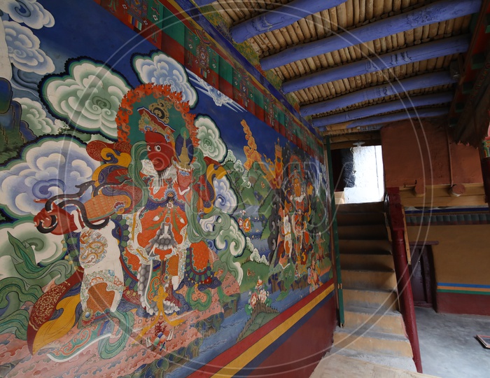 Indoor Art Of Buddhist Temples in Leh