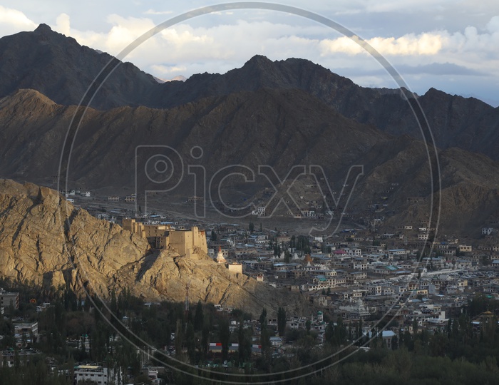 Aerial View Of Leh City  From A Hill top