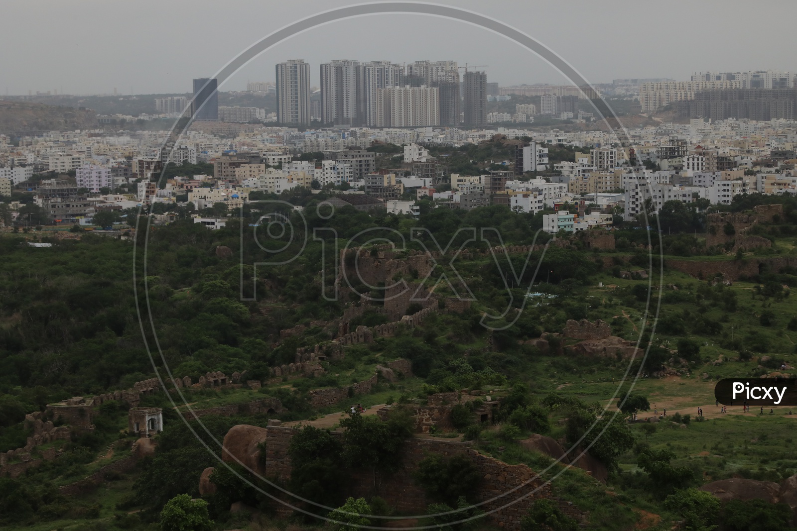 City view with Historic Architecture of Golconda Fort / Hyderabad City View