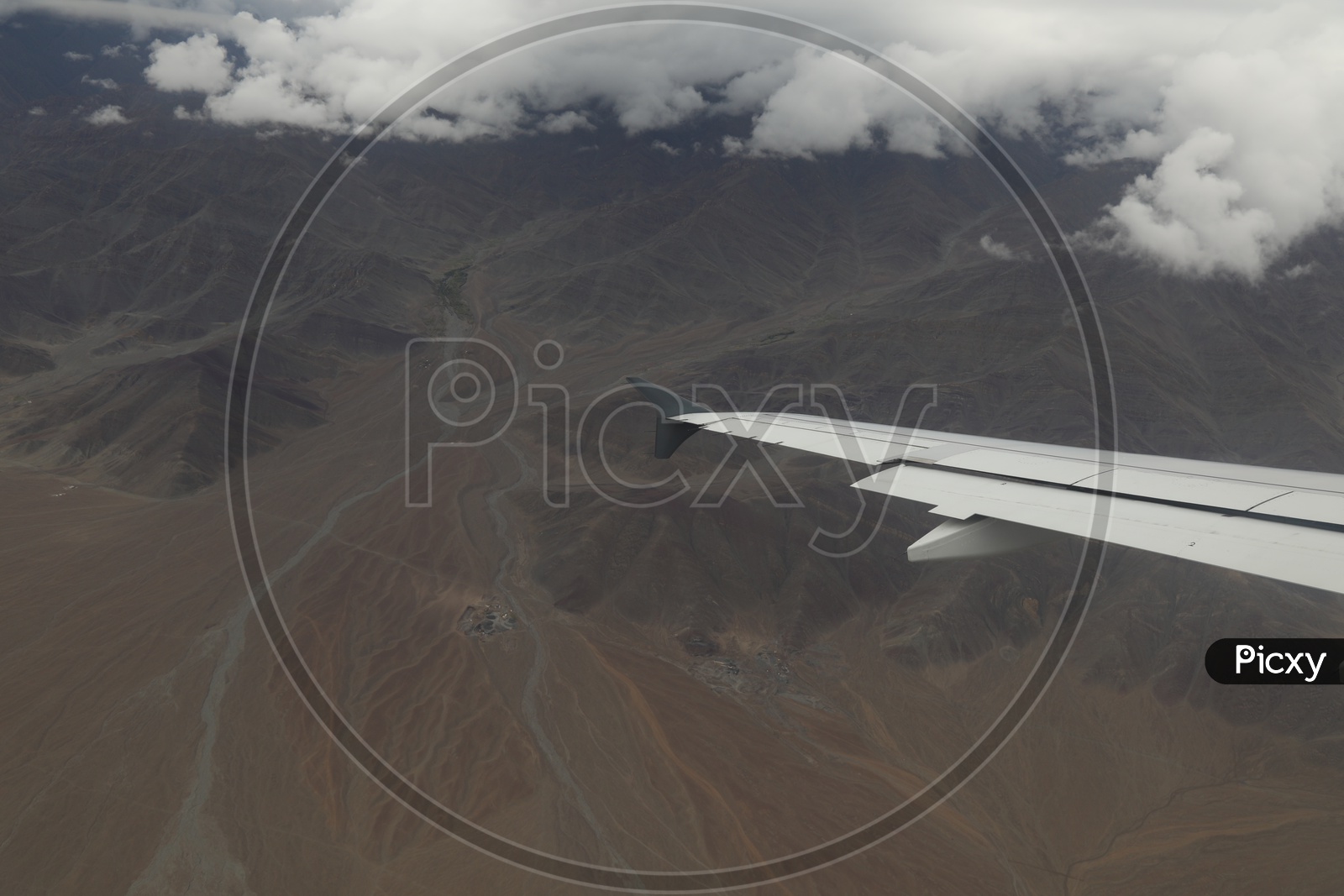 Aerila Views Of Villages and Valleys in Leh Shot From Flight Window