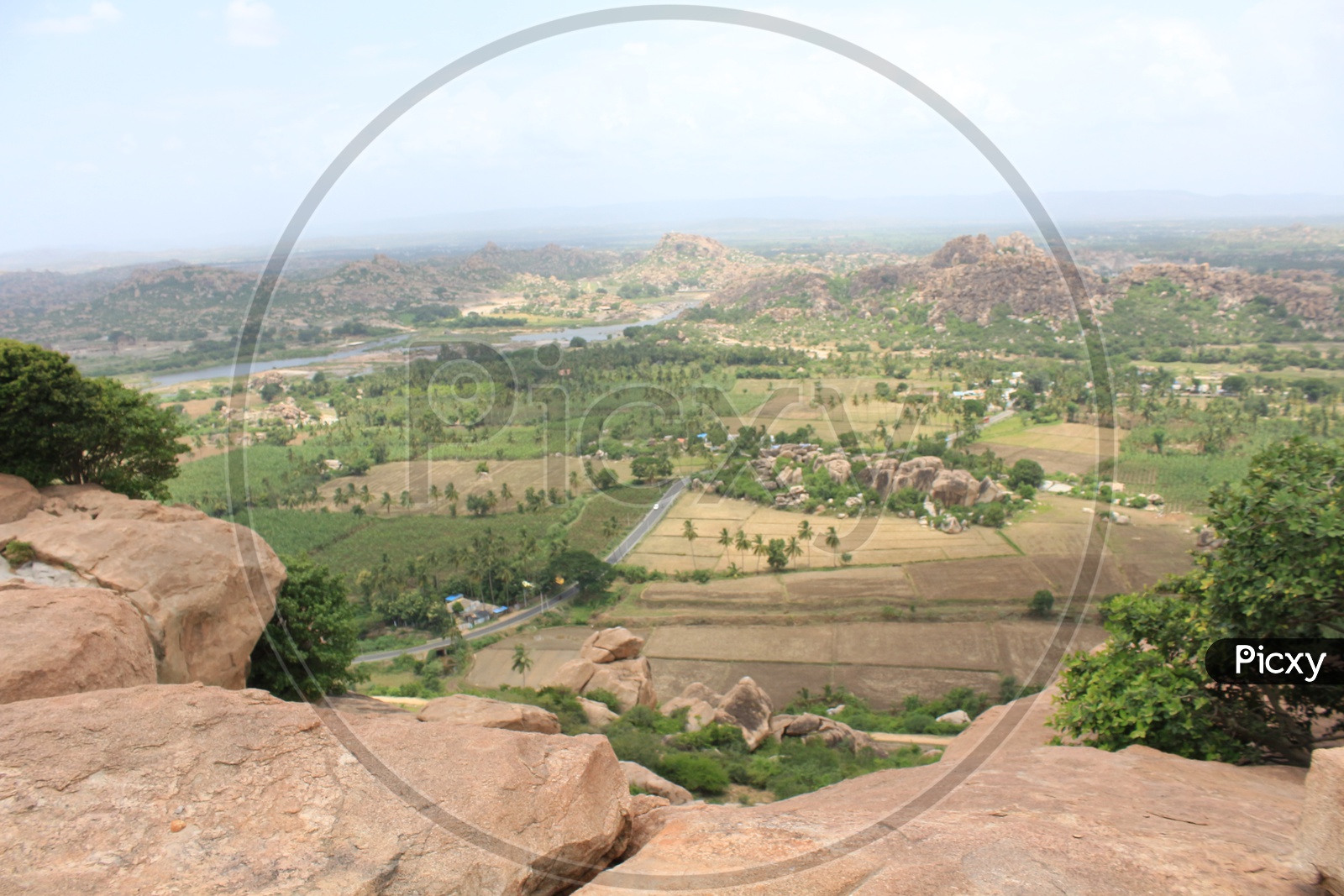 Aerial  Views of Villages From Hill Tops In Hampi
