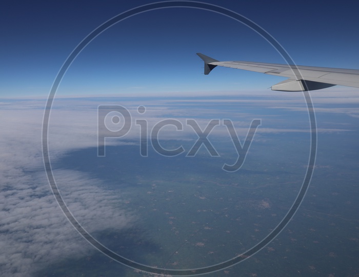 Clouds through flight window