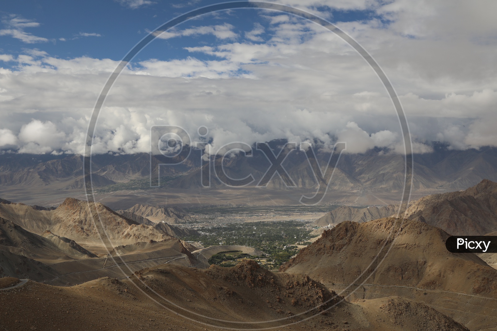 Beautiful Mountains of Leh covered with Clouds