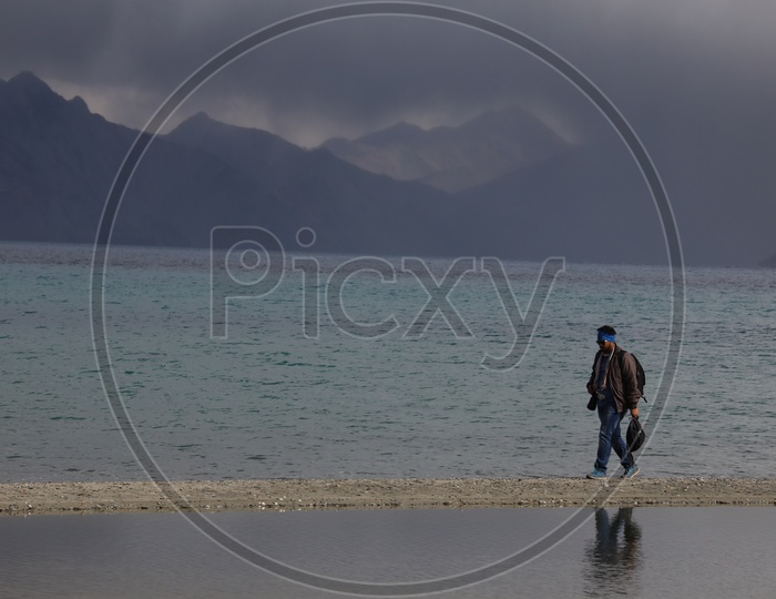 Photographer at Pangong Lake, Leh