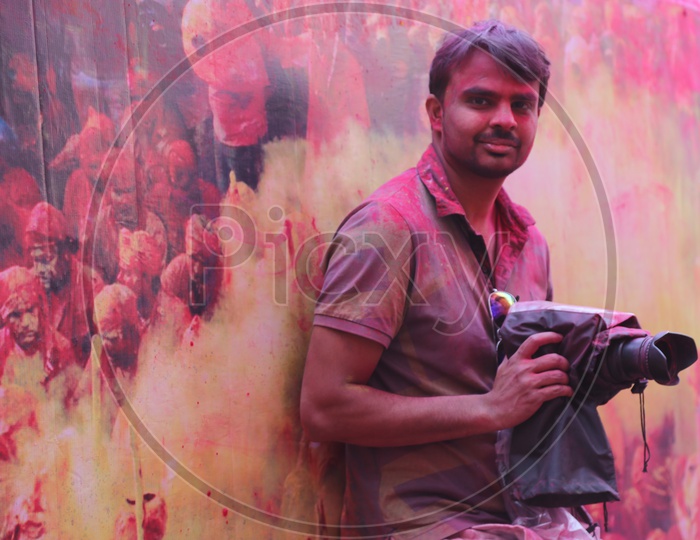 Photographer at Barsana Holi Celebrations