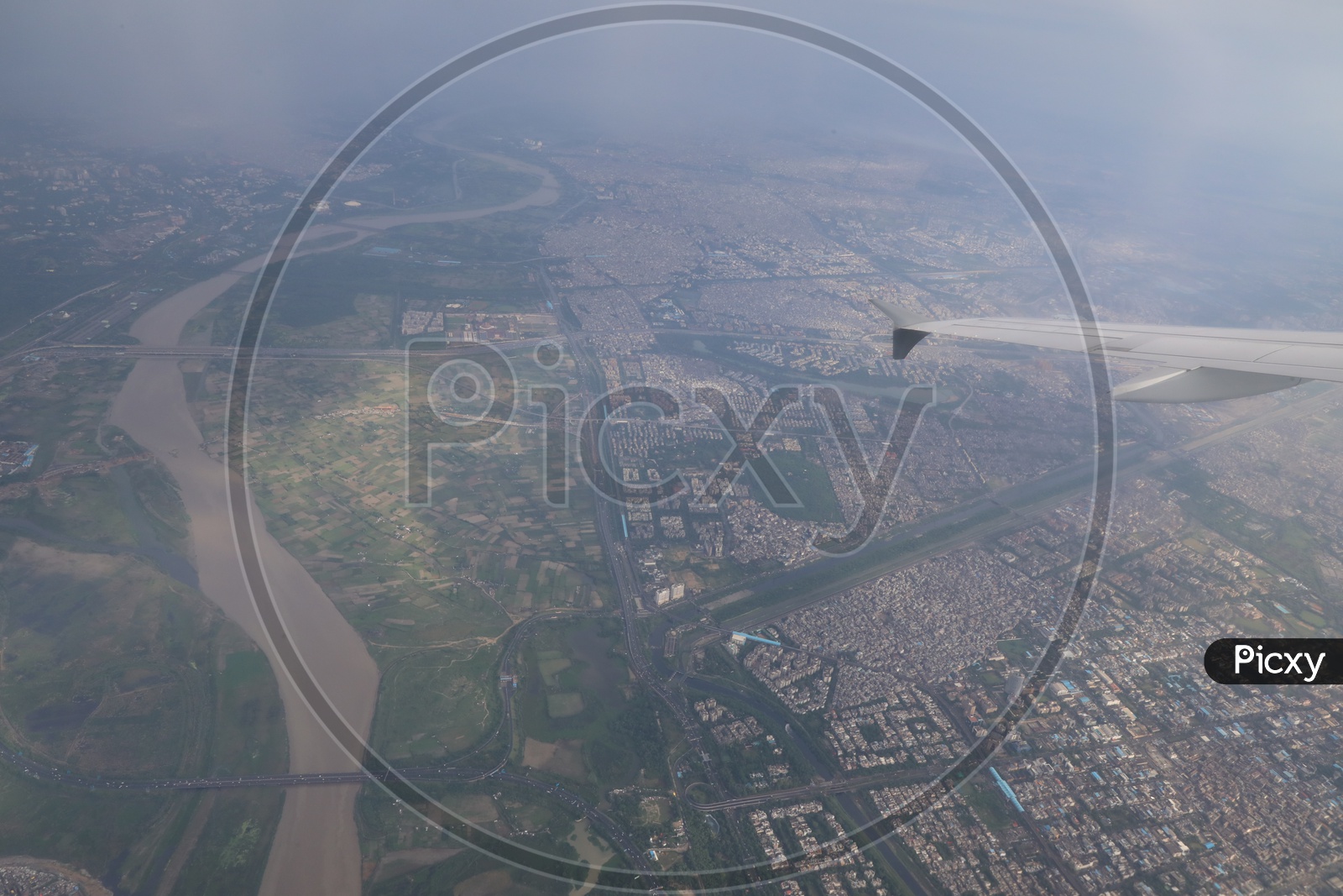 aerial view of delhi  through Flight window