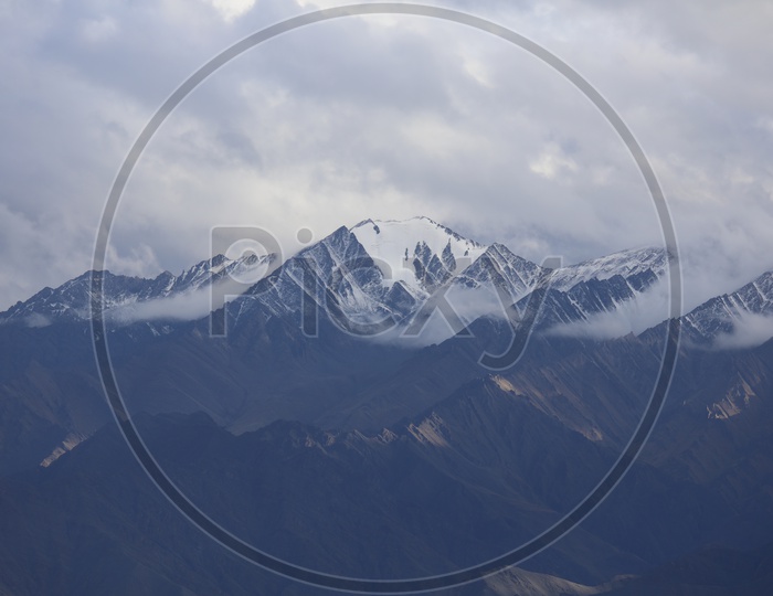 Beautiful Landscape of Snow Capped Mountains, Leh
