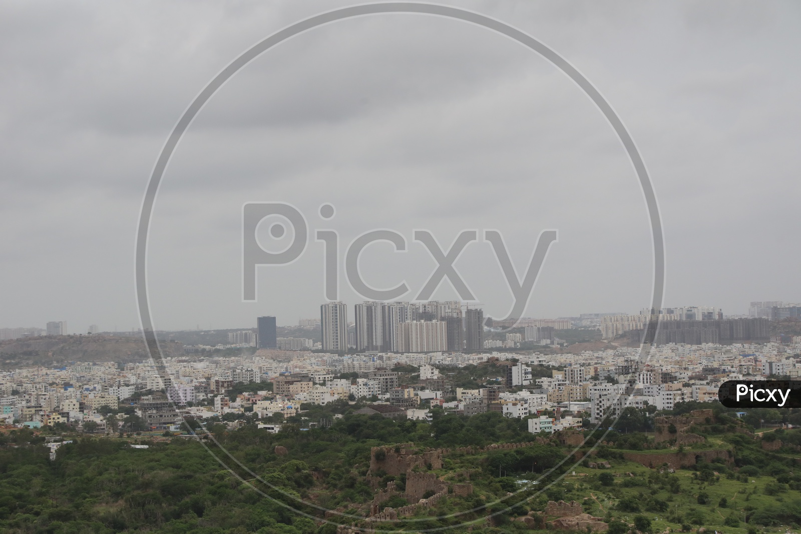 City view from Top of Golconda Fort / Hyderabad City from Golconda Fort