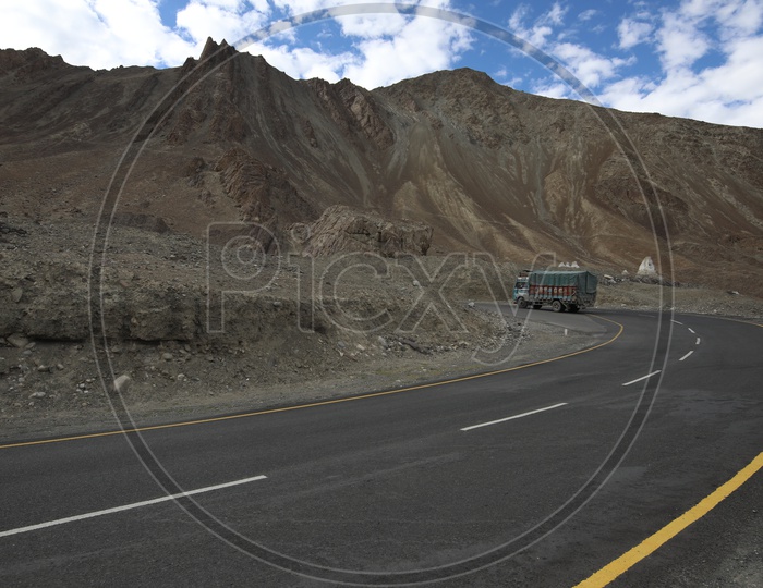 Leh Landscapes - Mountains/Clouds - Roadway