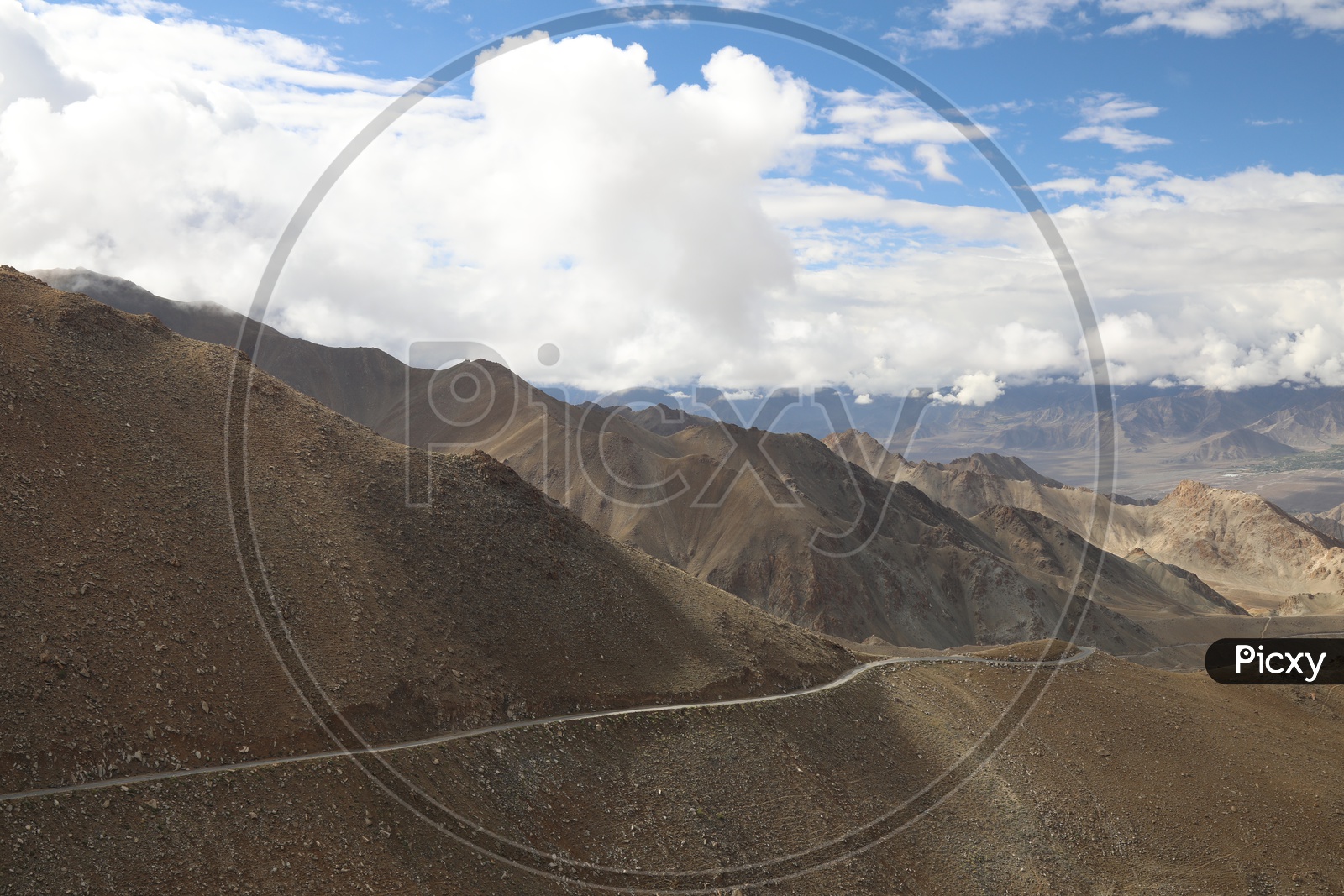 Beautiful Mountains of Leh covered with Clouds