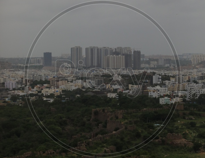 City view with Historic Architecture of Golconda Fort / Hyderabad City View
