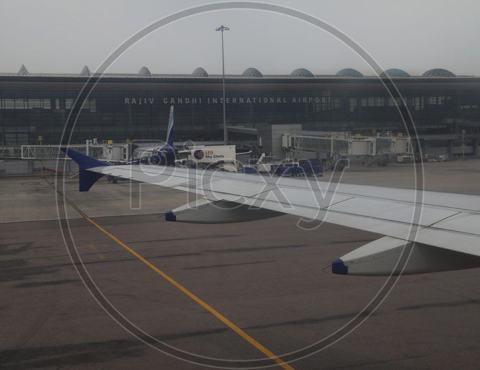 Flight Wing Shot From Flight Window In Rajiv Gandhi International Airport