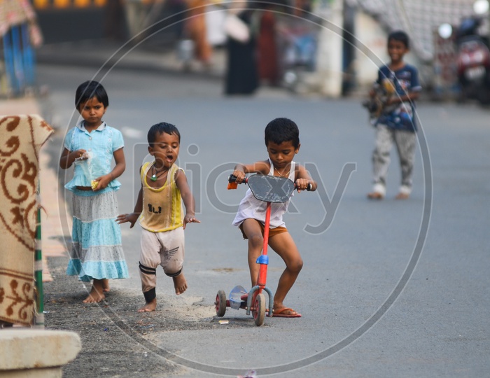 Children, street, playing, childhood