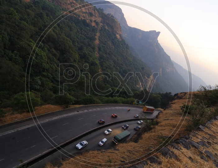 Beautiful Landscape  Mountains of Lonavala with Roadways in the foreground