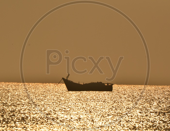Fishing Boat on Sea In Surya Lanka Beach