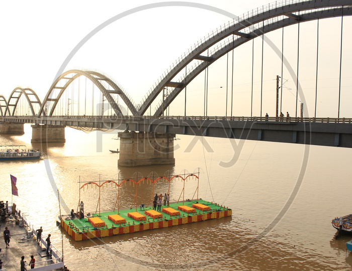 Image of A Beautiful Composition Shot Of Bridge Over Godavari River in ...