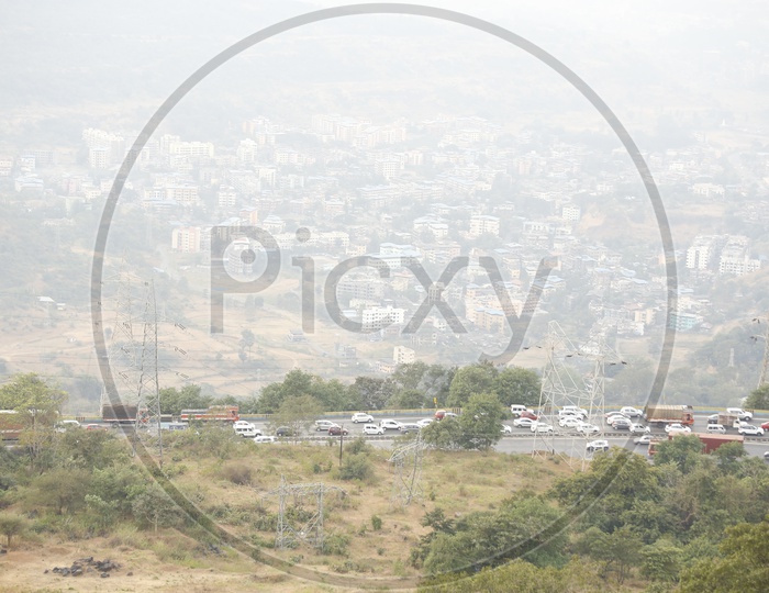 A Beautiful View Of City Scape and Ghat Road In Lonavala