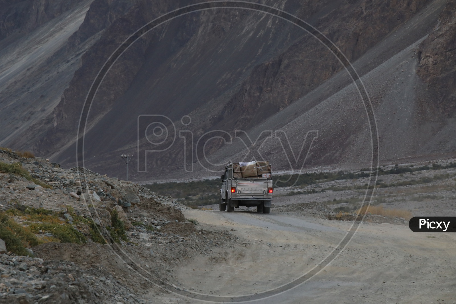 Car traveling on leh roads